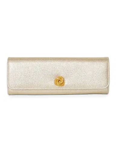 MICHELLE WILHITE Women's Mini Robbie Metallic Flap Clutch | Thumbnail 1
