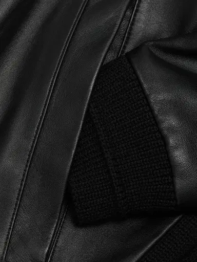 Proenza Schouler White Label Women's Elenora Rib-Knit Wool-Trimmed Leather Jacket - Black - Size 14 | Thumbnail 7 Proenza Schouler White Label Women's Elenora Rib-Knit Wool-Trimmed Leather Jacket - Black - Size 14 | Thumbnail 7