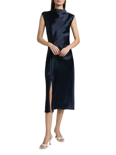 TANYA TAYLOR Women's Robinella Satin A-Line Midi-Dress | Thumbnail 3 TANYA TAYLOR Women's Robinella Satin A-Line Midi-Dress | Thumbnail 3