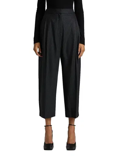 Alaïa Women's Pleated Wool Crop Tailored Pants - Anthracite | Thumbnail 3 Alaïa Women's Pleated Wool Crop Tailored Pants - Anthracite | Thumbnail 3