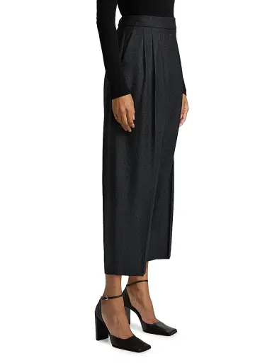 Alaïa Women's Pleated Wool Crop Tailored Pants - Anthracite | Thumbnail 4 Alaïa Women's Pleated Wool Crop Tailored Pants - Anthracite | Thumbnail 4