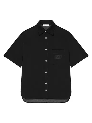 Givenchy Men's Shirt in Scuba with Paris Patch - Black | Thumbnail 1 Givenchy Men's Shirt in Scuba with Paris Patch - Black | Thumbnail 1