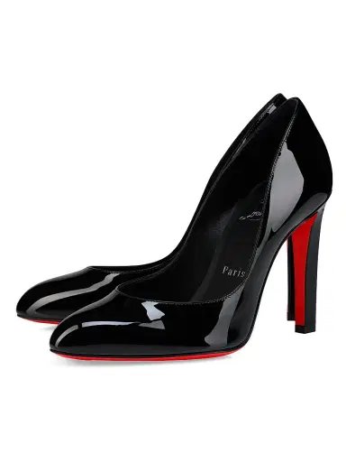 Christian Louboutin Women's Fannylove 100MM Patent Leather Pumps - Black - Size 12 | Thumbnail 2