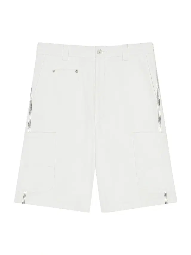 Men's Cargo Bermuda Shorts in Herringbone Denim - White