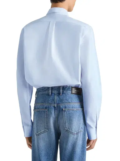 Givenchy Men's Shirt in Cotton Oxford with Paris Jacquard - Baby Blue - Size 17.5 | Thumbnail 4 Givenchy Men's Shirt in Cotton Oxford with Paris Jacquard - Baby Blue - Size 17.5 | Thumbnail 4