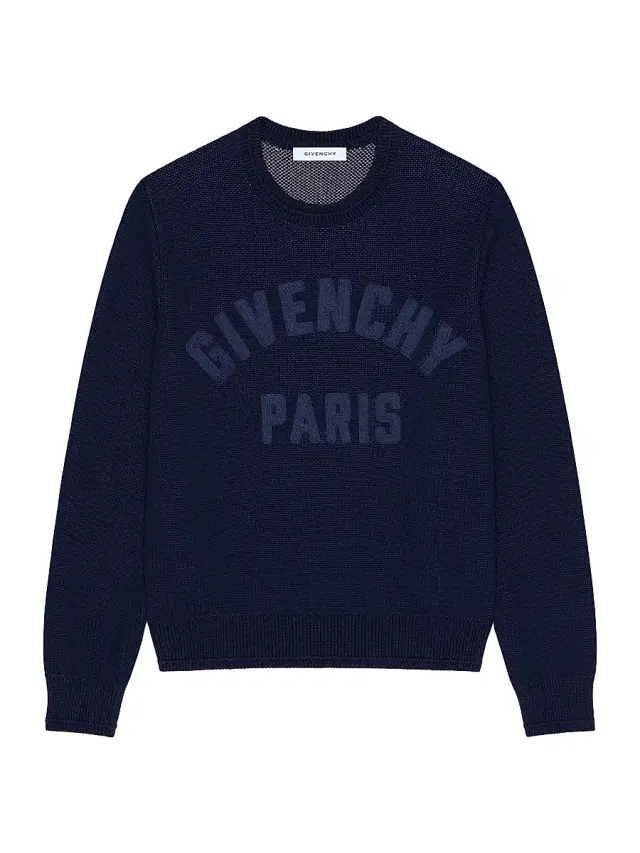 Men's Sweater in Cotton Knit with Paris Embroidery - Dark Navy