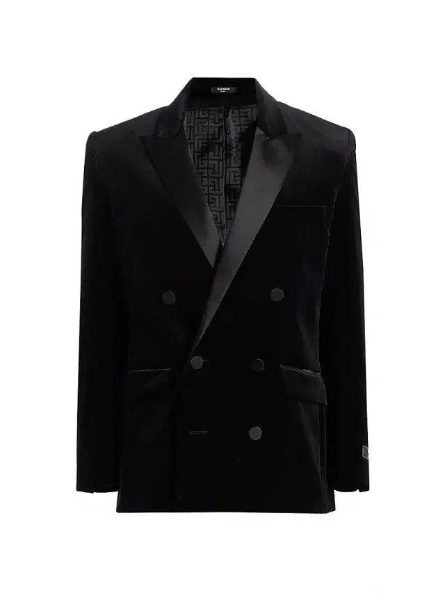Men's Velvet & Satin Double-Breasted Blazer - Noir