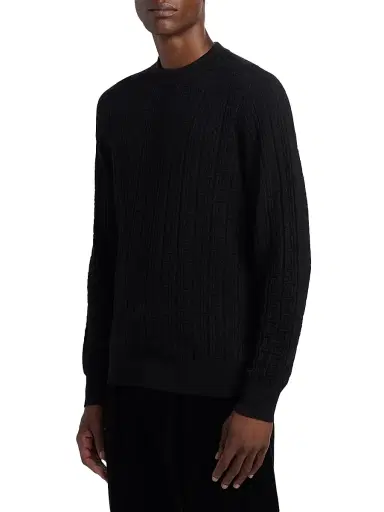 Balmain Men's Monogram Jacquard Wool Sweater - Noir | Thumbnail 4
