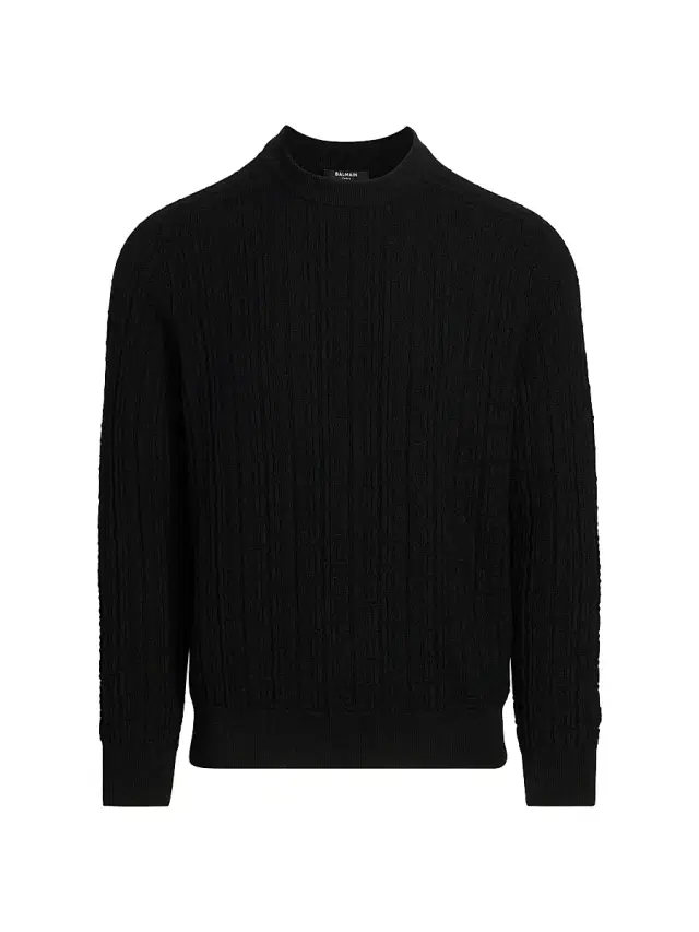 Men's Monogram Jacquard Wool Sweater - Noir
