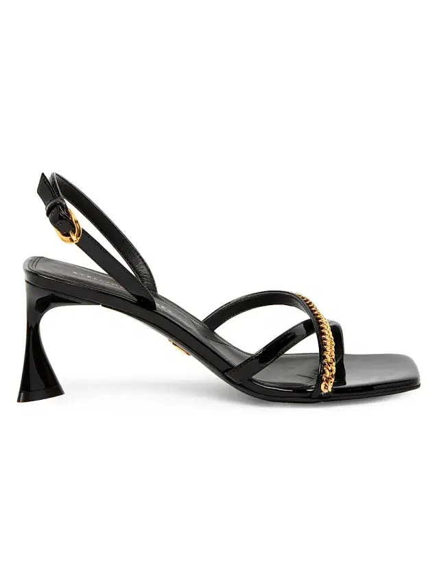 Stella McCartney Women's Elsa 65MM Vegetarian-Friendly Patent Leather Chain Sandals - Black
