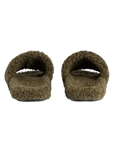 Balenciaga Men's Furry Slide Sandals - Army Green - Size 9 | Thumbnail 5