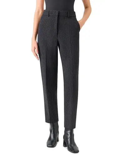 Akris punto Women's Feryn Metallic Pinstripe Pants - Black Brushed Steel - Size 10 | Thumbnail 2