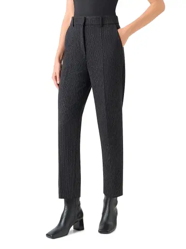 Akris punto Women's Feryn Metallic Pinstripe Pants - Black Brushed Steel - Size 10 | Thumbnail 3
