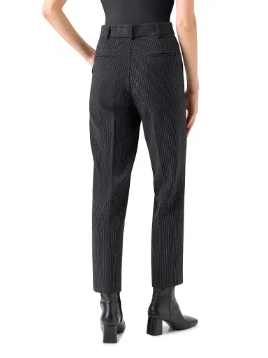 Akris punto Women's Feryn Metallic Pinstripe Pants - Black Brushed Steel - Size 10 | Thumbnail 4