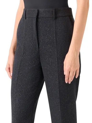Akris punto Women's Feryn Metallic Pinstripe Pants - Black Brushed Steel - Size 10 | Thumbnail 5