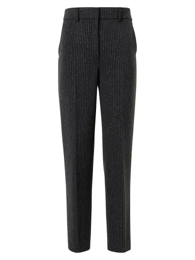 Akris punto Women's Feryn Metallic Pinstripe Pants - Black Brushed Steel - Size 10 | Thumbnail 1