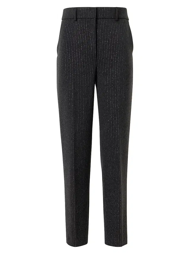 Akris punto Women's Feryn Metallic Pinstripe Pants - Black Brushed Steel