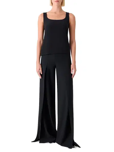 Akris Women's Fellia Silk Gerogette Wide-Leg Pants - Black - Size 16 | Thumbnail 2