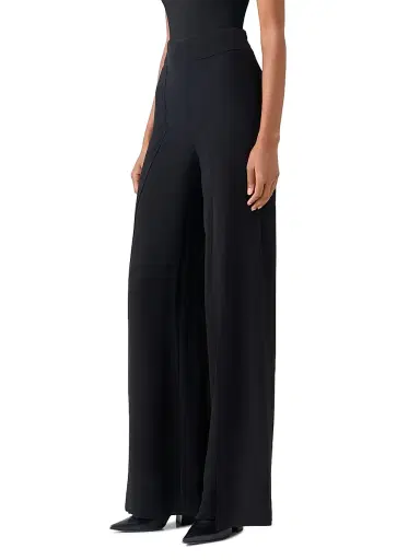 Akris Women's Fellia Silk Gerogette Wide-Leg Pants - Black - Size 16 | Thumbnail 4