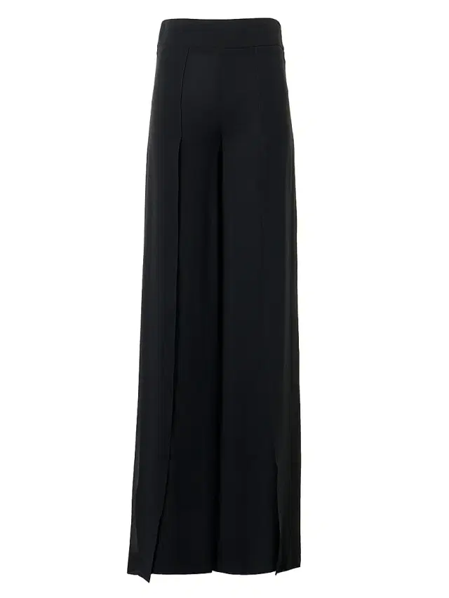 Women's Fellia Silk Gerogette Wide-Leg Pants - Black