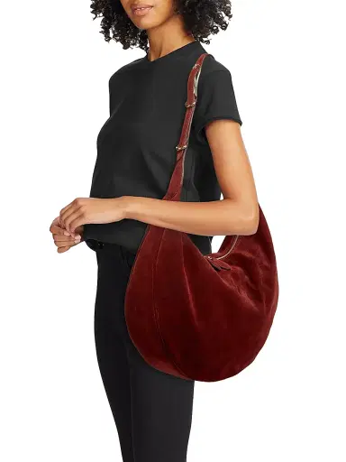 Liffner Women's Moon Suede Hobo Bag - Maroon | Thumbnail 2 Liffner Women's Moon Suede Hobo Bag - Maroon | Thumbnail 2