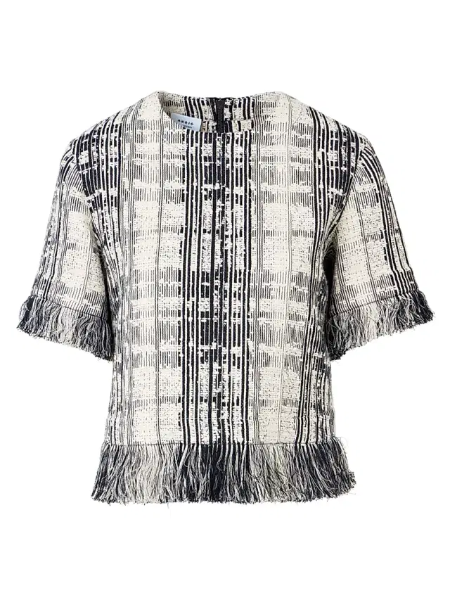 Akris punto Women's Raw Cotton Tweed Boxy Blouse - Black