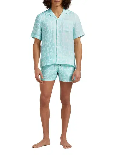 Vilebrequin Men's Seashells Linen Bowling Shirt - Blanc - Size XXXL | Thumbnail 2