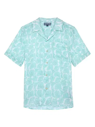 Vilebrequin Men's Seashells Linen Bowling Shirt - Blanc - Size XXXL | Thumbnail 1