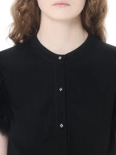 Valentino Garavani Women's Wool Knit Cardigan with Feathers - Black - Size XS | Thumbnail 6
