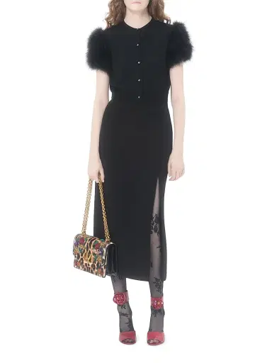Valentino Garavani Women's Wool Knit Cardigan with Feathers - Black - Size XS | Thumbnail 8