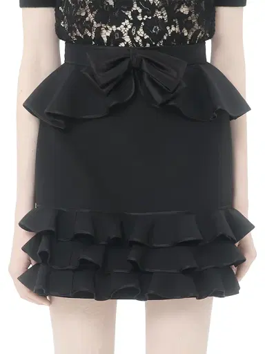 Valentino Garavani Women's Crepe Couture Short Skirt - Black | Thumbnail 2