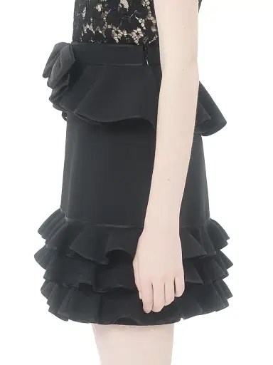 Valentino Garavani Women's Crepe Couture Short Skirt - Black | Thumbnail 3