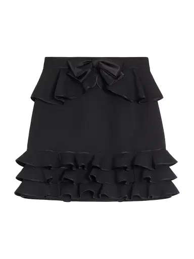 Valentino Garavani Women's Crepe Couture Short Skirt - Black | Thumbnail 1