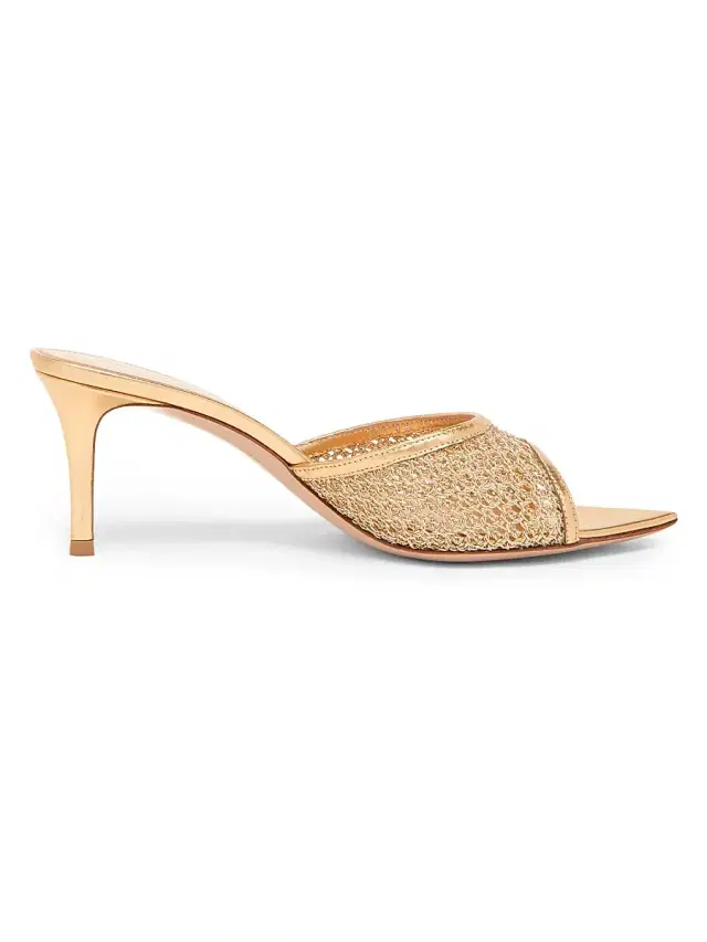 Women's Sienna 70MM Metallic Silk & Leather Stiletto Mules - Mekong