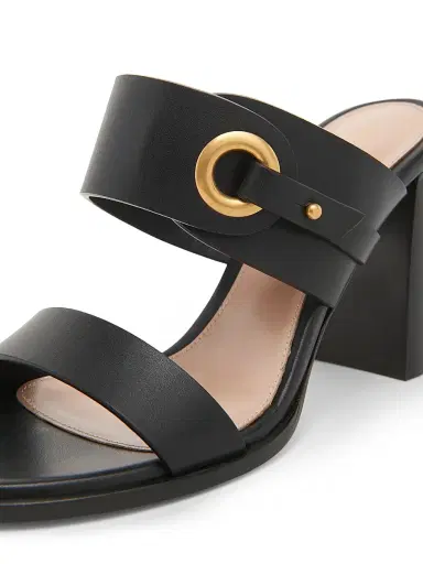 Gianvito Rossi Women's Leather 85MM Block-Heel Sandals - Black - Size 12 | Thumbnail 5
