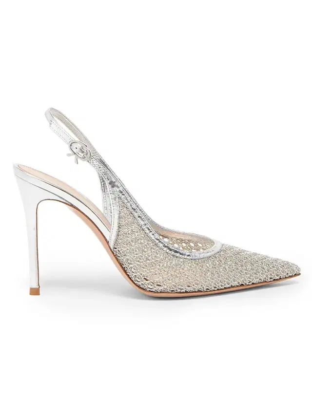 Gianvito Rossi Women's Itaca 95MM Silk & Leather Stiletto Pumps - Silver