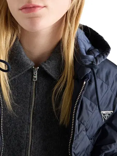 Prada Women's Re-Nylon Blouson Jacket with Hood - Blue | Thumbnail 6
