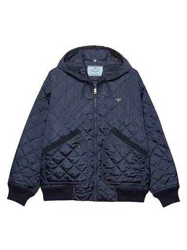 Prada Women's Re-Nylon Blouson Jacket with Hood - Blue | Thumbnail 1
