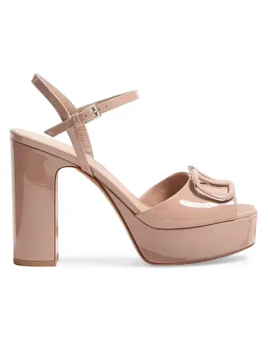 Valentino Garavani Women's Vlogo 115MM Signature Platform Sandals in Patent Leather - Rose Cannelle - Size 12 | Thumbnail 1