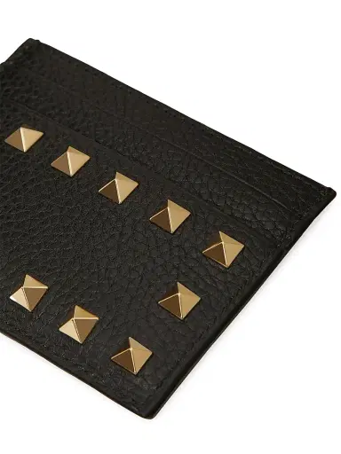Valentino Garavani Women's Rockstud Grainy Calfskin Cardholder - Black | Thumbnail 2