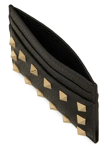 Valentino Garavani Women's Rockstud Grainy Calfskin Cardholder - Black | Thumbnail 5