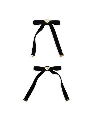 Prada Women's Velvet Hair Clips - Black | Thumbnail 1 Prada Women's Velvet Hair Clips - Black | Thumbnail 1