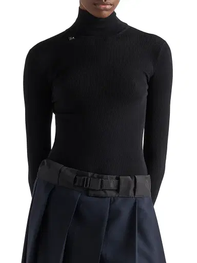 Prada Women's Wool Turtleneck Sweater - Black | Thumbnail 2