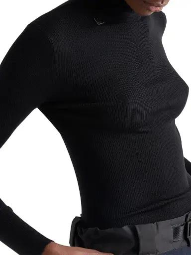 Prada Women's Wool Turtleneck Sweater - Black | Thumbnail 4