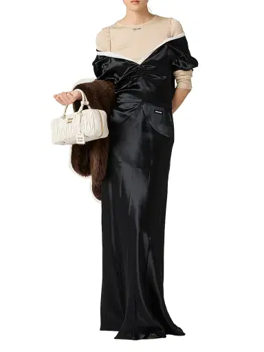 Miu Miu Women's Long Satin Dress - Black - Size 4 | Thumbnail 2 Miu Miu Women's Long Satin Dress - Black - Size 4 | Thumbnail 2