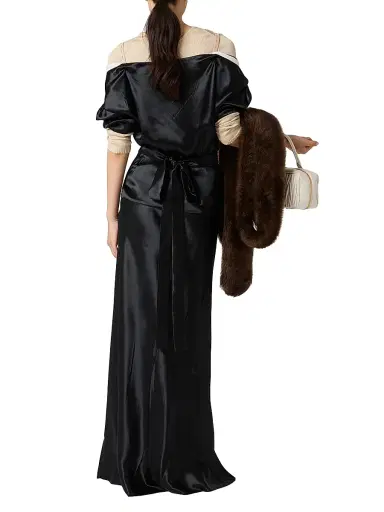 Miu Miu Women's Long Satin Dress - Black - Size 4 | Thumbnail 3 Miu Miu Women's Long Satin Dress - Black - Size 4 | Thumbnail 3