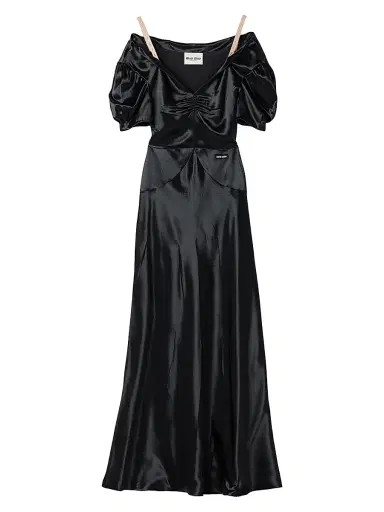 Miu Miu Women's Long Satin Dress - Black - Size 4 | Thumbnail 1 Miu Miu Women's Long Satin Dress - Black - Size 4 | Thumbnail 1