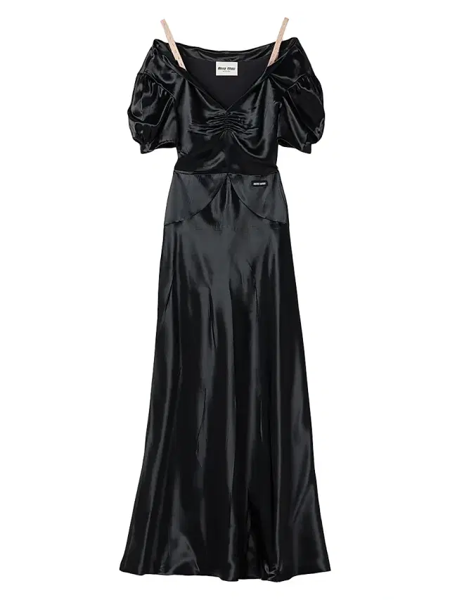 Women's Long Satin Dress - Black