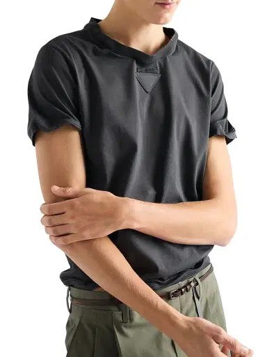 Prada Men's Shapeable Cotton T-Shirt - Grey | Thumbnail 3 Prada Men's Shapeable Cotton T-Shirt - Grey | Thumbnail 3