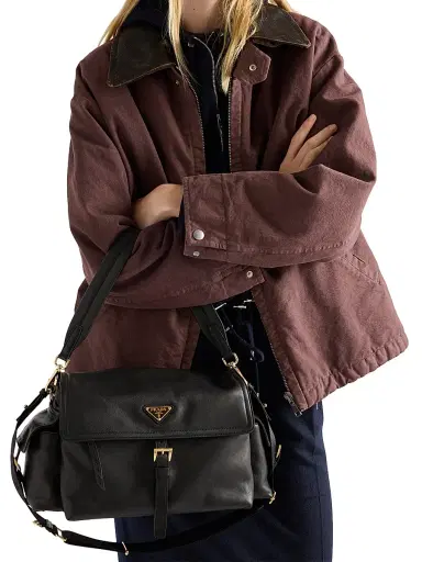 Prada Women's Explore Large Nappa Leather Shoulder Bag with Flap - Black | Thumbnail 2 Prada Women's Explore Large Nappa Leather Shoulder Bag with Flap - Black | Thumbnail 2